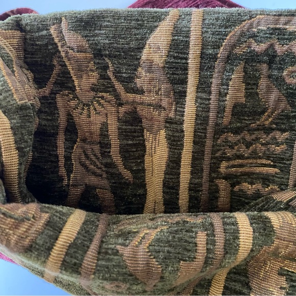 Red/Maroon Tapestry Draw-String Latin Text Pouch Medieval Renaissance - Picture 6 of 8